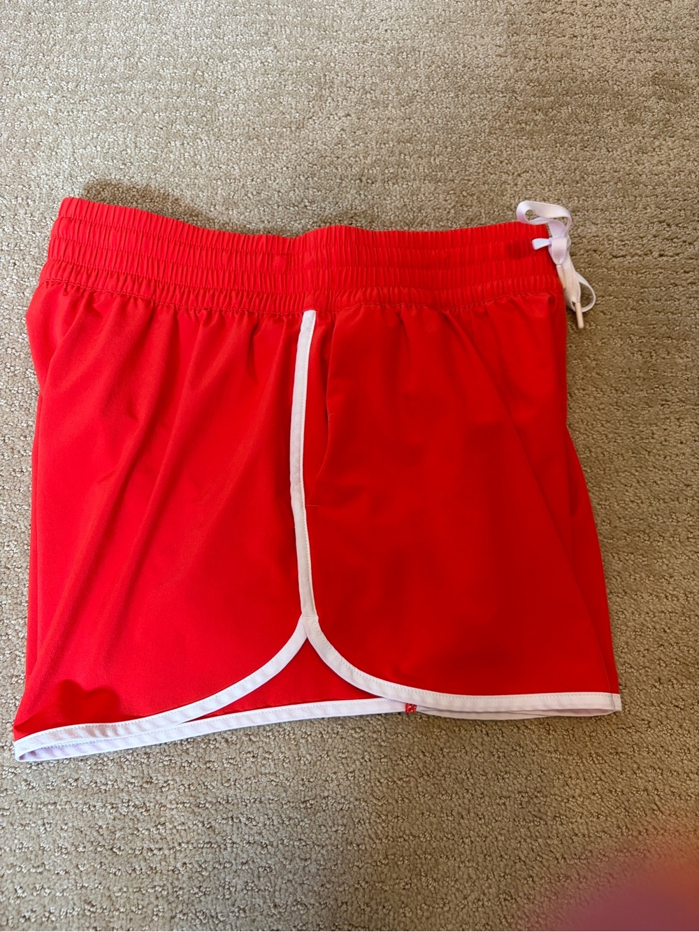 Athleta Bright Red Athletic Shorts with White Trim - Picture 2 of 4